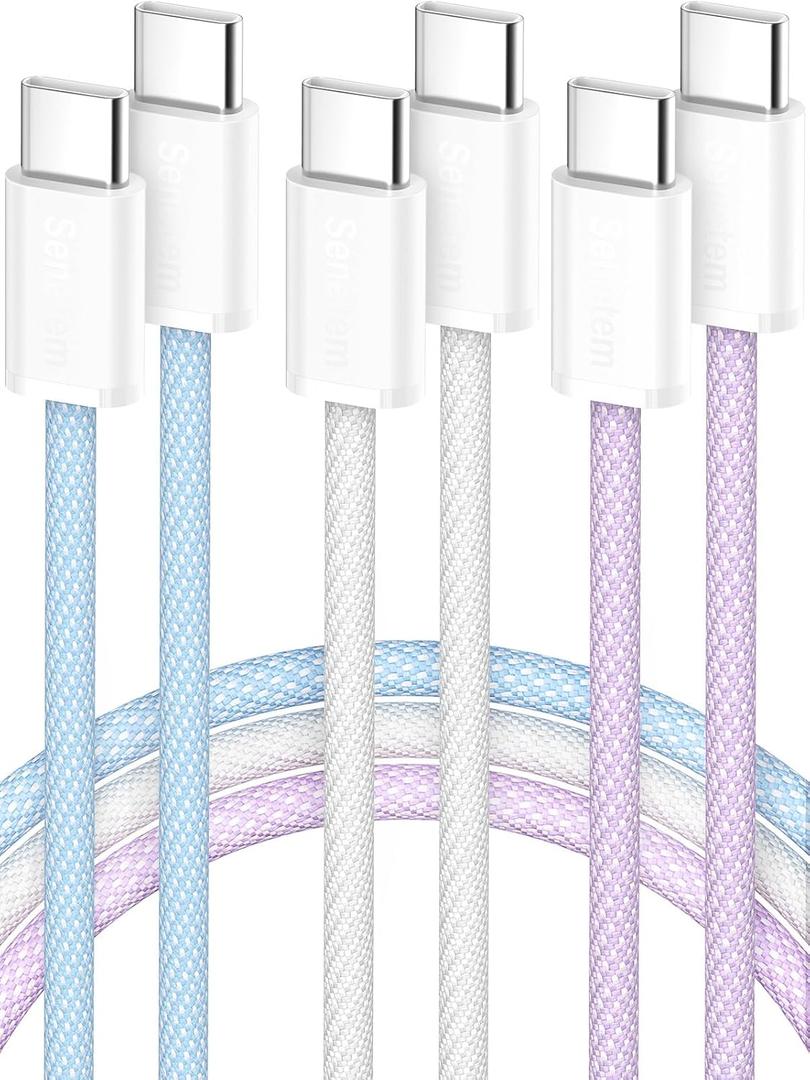USBC to USB C Cable 10FT 3-Pack 60W (20V/3A), Type C to C Long Charger Cord Fast Charging for iPhone 15 16 17 Pro Max Plus, Samsung Galaxy S24/S23 S22, MacBook/iPad/Pixel/Apple/Android USB-C