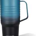 HAUSHOF 24 oz Travel Mug with Handle, Stainless Steel Vacuum Insulated Coffee Travel Mug, Double Wall Travel Mugs with Leakproof Lid, BPA Free (Blue & Black)