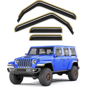 in-Channel Rain Guards Fit for Jeep Wrangler JL 2018-2025 and Gladiator 2020-2025 Window Rain Guards Visors Vent Visors Window Deflector Vent Shades Car Accessories -4 pcs in-Channel Rain Guards Fit for Jeep Wrangler JL 2018-2025 and Gladiator 2020-2025 Window Rain Guards Visors Vent Visors Window Deflector Vent Shades Car Accessories -4 pcs
