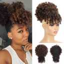 Afro Puff Drawstring Ponytail with Faux Bangs Blonde Ponytail Extension Short Curly Hair Extensions Updo Hairpieces Ponytail Extension wigs for Black Women (2/33)