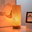 Arturesthome Bamboo Table Lamps with Shade, Rustic Farmhouse Boho Coastal Desk Lamp Night Light for Decorative Bedroom, Study Room, Cafe, Bookcase (5.9"x15.7")