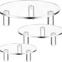 Lineshading 3 Pcs Round Acrylic Display Riser Clear Round Stands Clear Pedestal Riser Board for Cake Plant Dessert Jewelry Collectible Cupcake Figure Wedding Birthday Party Decor (8'',10'',12'')