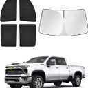 Sunshades for Chevrolet/Chevy Silverado 2500 3500 Crew Cab 2020-2026 Accessories Windshield Sun Shade Side Rear Window Shade Cover Sun Visor Shield Privacy Protection Keep Car Cool Black 5PCS