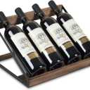 Wine Rack 4 Bottle Storage Countertop, Wooden Holder Shelf Organizer for Kitchen, Table Top, Cabinet, Pantry, Home, Room Decor, Bar, Basement