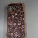 GVIEWIN for iPhone 17 Pro Max Case Compatible with MagSafe [Curly Wave Edge][Full Camera Protection] Floral Translucent Shockproof Magnetic Women Phone Case for 17 Pro Max, Apricot Blossom/Brown