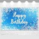 Snowflake Themed Happy Birthday Banner. 6'L x 3.5'H