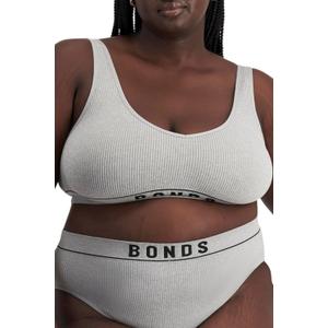 Bonds Seamless Stretch Rib Bralette with V-Neck for Women (Large, Heritage Grey Marle)