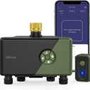 Diivoo 4 Zone WiFi Water Timer with Brass Inlet, Smart Hose Sprinkler Timer 4 Outlets Compatible with Alexa/Google Assistant, 24 Irrigation Plans, Rain Delay & Mist Mode for Garden Lawns (2.4GHz Only)