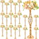 Rtteri 20 Pcs Large Wedding Centerpiece Table Decorations Tall Metal Flower Arrangement Stand Elegant Flower Vase Candle Holder for Wedding Reception Table Party Event Hotel Home Decor(Gold)