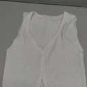 COZYEASE Women's Button Front Ribbed Knit Crop Tank Top Scoop Neck Sleeveless Casual Plain Crop Top (White)