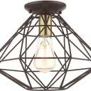 Livex Lighting, 46248-07, Knox, Semi-Flush, Bronze with Antique Brass Accent