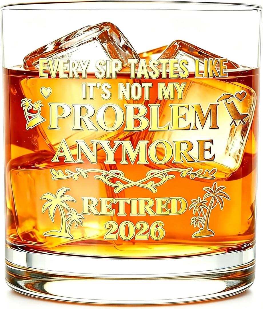 Retirement Gifts for Men 2026 2 Pack Retirement Glass Whiskey Gift for Coworker, Dad, Grandpa, Friend or Colleague, Goodbye & Farewell Gift