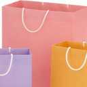 Hallmark Recyclable Gift Bag Assortment (8 Bags: 3 Small 6", 3 Medium 9", 2 Large 13") Pastel Blue, Pink, Yellow, Purple, Orange, Green for Birthdays, Easter, Baby Gifts, Bridal Showers