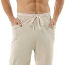 Hoerev Mens Cotton Running Athletic Sports Fashion Walking Running Yoga Breathable Pants Trousers (Beige, L)