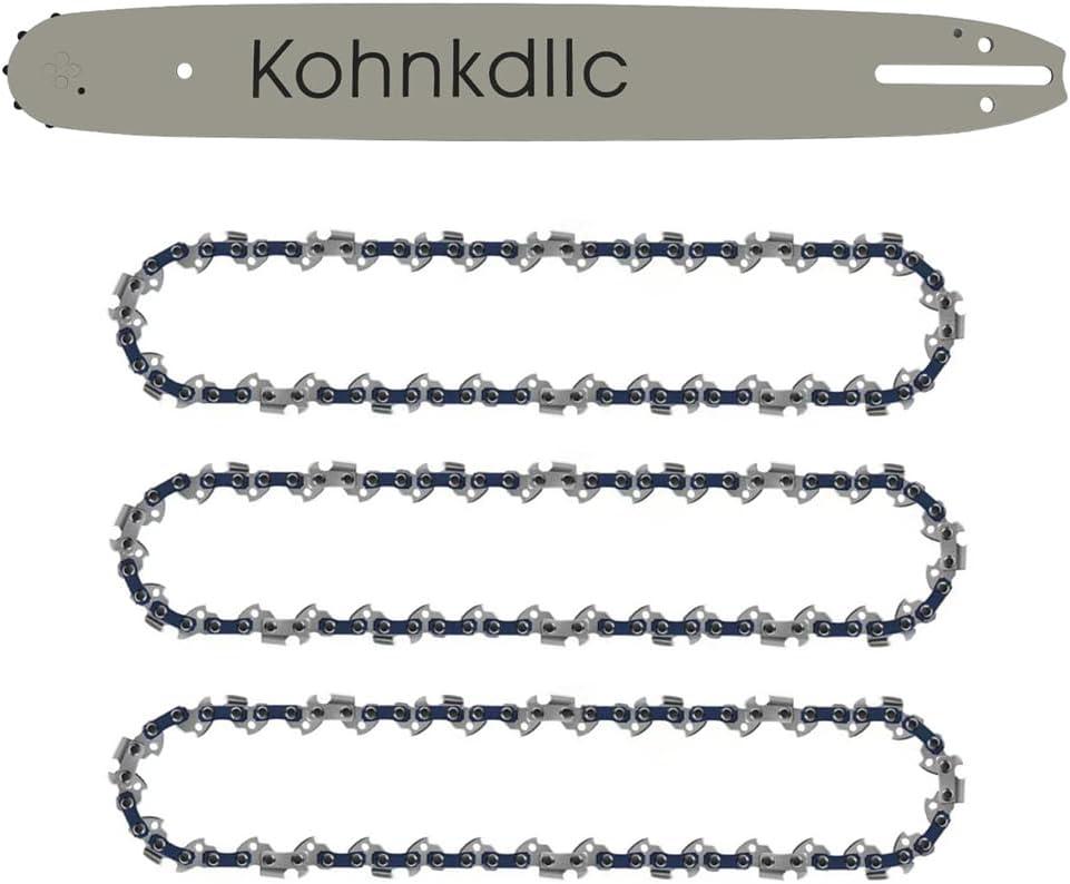 3 Pack 16 inch 325 .058 Inch 66 Drive Links Chainsaw Chains and 1 Guide bar 168RNBK095 for Husqvarna 55 Rancher 346XP EL16 T540XP