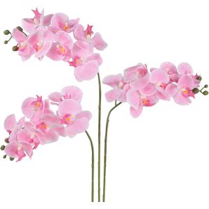 Light Pink Orchid Artificial Flowers, 27.95" Real Touch Fake Orchid Latex Realistic Flowers Phalaenopsis Branches for Home Party Wedding Bridal Shower Decoration, 3pcs Light Pink