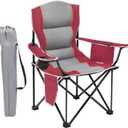 XMT Premium Padded Folding Chair, Extra Wide & Heavy Duty 450lbs Capacity, Portable Camping Chair with Insulated Cooler, Cup Holder & Storage, Compact Foldable for Outdoor, Beach, Picnics (Red)
