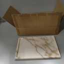 100% Natural Marble Serving Tray Luxury Marble Storage Tray for Home Decor Stone Tray for Bathroom/Kitchen/Vanity/Dresser,Plate Holder for Tissues, Candles, Towel