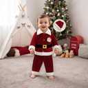 ZAXARRA Baby Christmas Clothes Boys Girls Santa Jacket Velvet Outwear Coat Long Pants with Hat Baby Santa Costume (3-4T)