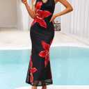 ZESICA Women's 2026 Summer Halter Neck Floral Print Maxi Dress Sleeveless Backless Wedding Guest Party Bodycon Long Dresses (M)