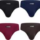 wirarpa Men's Underwear Modal Microfiber Briefs No Fly Covered Waistband Silky Touch Underpants 4 Pack (Black,Navy,Burgundy,Brown)