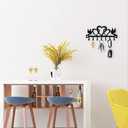 Myartte Zinc Alloy Key Organizer Rack with Screws and Stickers - Wall Decorative Key Hooks for Entryway, Kitchen, Bedroom (Family key holder black)