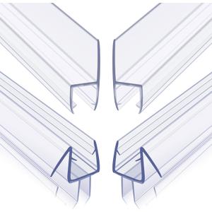 Frameless Shower Door Seal Set for 3/8 Inch Glass Doors - 2-Pack Bottom Seal and 2-Pack Side Seal  Stop Shower Leaks and Create a Water Barrier (3/8 x 39)