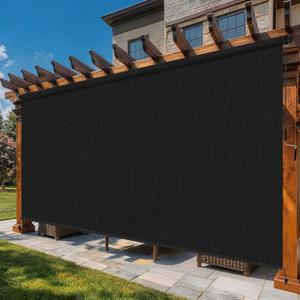 10'W x 8'H Black Outdoor Roller Shade with Crank Wand Patio Shades Roll up, UV Blocking & Privacy Protection, 120"W x 96"H