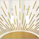 Mid Century Boho Abstract Sunrise Gold Sun Quad Toggle Light Switch Covers Decorative 4 Gang Wall Plate Electrical Faceplate Switchplate for Country Bathroom Bedroom Decor