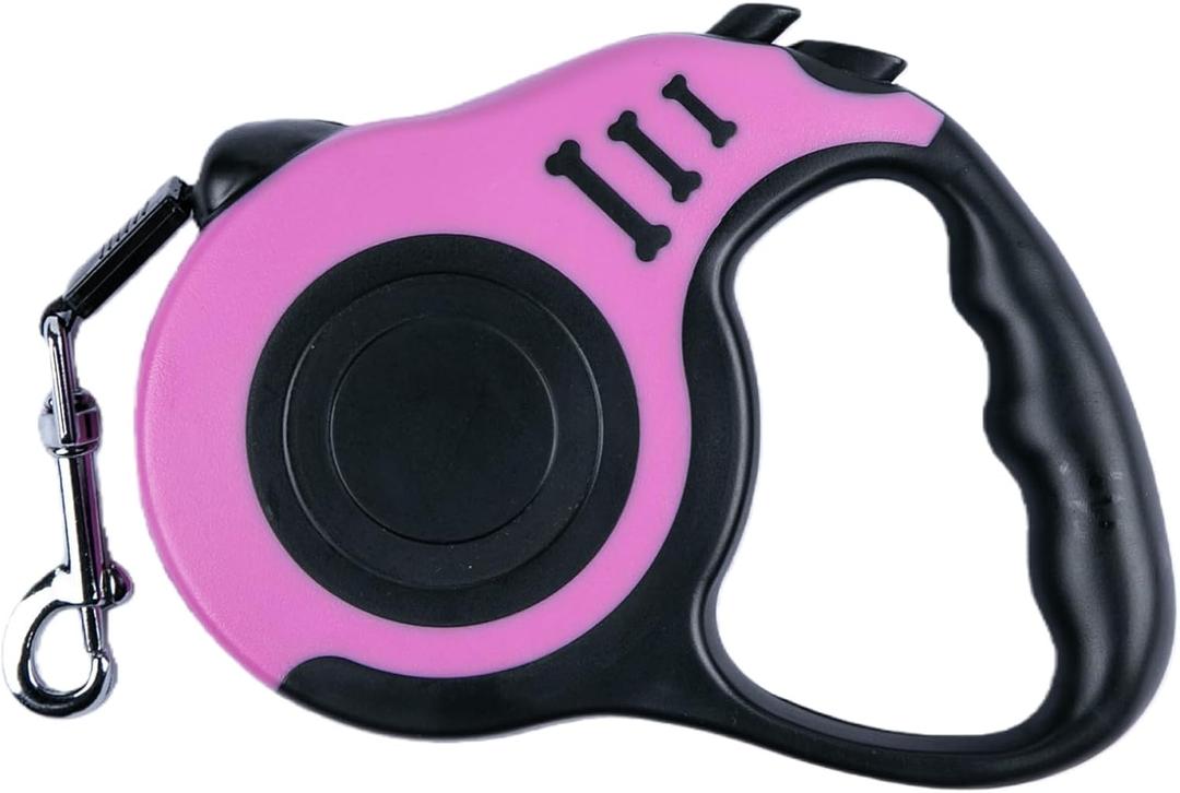 Retractable Dog Leash 10ft, Tangle-Free Expandable Leash for Small Dogs Up to 22lbs, Easy-Adjust Lock & Anti-Slip Handle for Safe Walks (Pink)