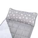 Moonsea Toddler Nap Mat with Pillow and Fleece Minky Blanket Grey, Lightweight and Soft Perfect for Toddlers Preschool, Daycare, Travel Sleeping Bag for Girls, 21" x 50" Fit on a Standard Cot