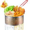 Deep Fryer Basket, 7.8''x4'' Fry Only, Round Stainless Steel Frying Baskets with Heat Resistant Silicone Handle, for Kitchen Cooking Strainer Colander, Serving Food, Ideal for Gift, 3-Quart