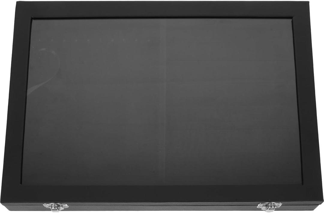 Jewelry Box Organizer with Lid, Black Velvet Bracelet and Ring Storage Case, Travel Jewelry Organizer for Necklace and Earring Storage