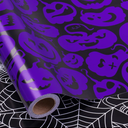 RUSPEPA Reversible Halloween Wrapping Paper, Mini Roll, Black Spider Web and Purple Ghost Design Gift Wrap Paper for Halloween Party, Trick or Treat, Birthday, Holiday Presents, 30 Inches X 32.8 Feet