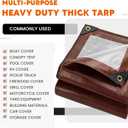 Keten Tarps Heavy Duty Waterproof 12X20Ft, 10 Mil Thick Multipurpose Poly Tarp Tear & Fade Resistant, UV Blocking, Outdoor Tarp with Reinforced Grommets for Roof, Camping, Patio, Pool (Brown/Silver)