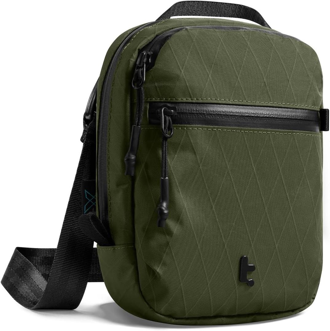 tomtoc Aviator-T37 X-Pac Travel Crossbody RFID Blocking Bag, Holds 4-6 Passports with Anti-theft Lockable Zippers, Multiple Pockets for Cards & Documents Organizer for Daily Use, X-pac Green