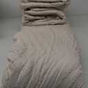 Litanika Oversized King Comforter Set Super King Size 120x120, 3 Pieces Beige Chevron Tufted Solid Bedding Comforter Sets, Fluffy Bed Set 