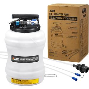 EWK Patented 10.5L Pneumatic/Manual Oil Extractor for Oil Change Pump for Automotive Fluids Vacuum Evacuation