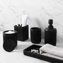 ResinBathroom Accessories Set 5 Pcs, Lotion Soap Dispenser, Toothbrush Holder, Bathroom Tumbler, Qtip Holder and Vanity Tray, Bathroom Countertop Organizer Set for Modern Apartment