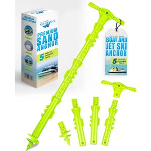 SandShark New Sport Boat Anchor and Jet Ski Anchor. Shallow Water Anchor Pole for Boat and PWC. Sand Anchor Kit for Boat and Kayak Anchor System. Easy Storage, High-Strength ABS (Neon Green Anchor)