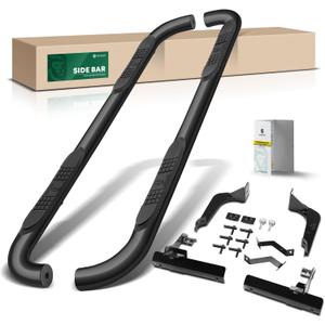 YHTAUTO 3 Inch Running Boards Side Steps Fit Toyota Highlander 2020-2024 (Exc. Hybrid Models), SUV, Round Carbon Steel Black Powder, Cab Side Step Rails Off-Road Exterior Accessories, Set of 2 (Semi-gloss black)