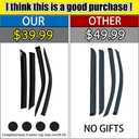 Rain Guards for CR-V 2017-2022, Tape-on Side Window Deflectors, Window Visors for Honda Cars - 4 Rain Guards & 4 Car Coasters