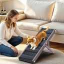 Pawaboo 2026 Upgraded Dog Ramp for Couch, Foldable Small Dog Ramp for Sofa, 4 Adjustable Height from 13'' to 21", Portable Stable Pet Step with NonSlip Pad, Pet Ramps Use for Couch Stairs,Grey Purple