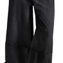 Cicy Bell Womens Ruffle Wide Leg Jeans Cropped Elastic High Waisted Baggy Denim Pants with Pockets (Black, S)