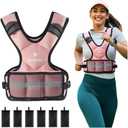 Adjustable Weighted Vest for Men and Women 4-10lb/11-20lb/20-32lb Vest with 6 Ironsand Weights, Adjustable Body Weight Vest Exercise Set for Strength Training,Cardio,Running, Walking (pink)