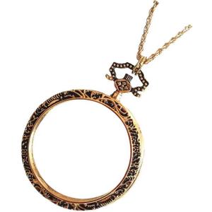 Magnifying Glass Necklace for Women 10X Magnifiers with 40mm Diameter Glass Magnification Lens Pendant Magnifying Loupe Monocle for Reading, Double-Sided Pattern