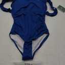 Eomenie Women's One Piece Swimsuit 2025 Tummy Control Square Neck Bathing Suit Ruffle Straps Ribbed Swimwear Royal Blue Medium