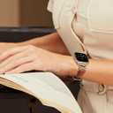 JR.DM Leather Bands Women Compatible with Apple Watch 40mm 38mm 44mm 45mm 41mm 42mm 46mm 49mm Dressy Thin Designer Strap with X-Shaped Metal Crown for iWatch Series Ultra/ SE/ 11/ 10/ 9/ 8/ 7/ 6/ 5/ 4/ 3/ 2/ 1 Brown