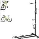 Vertical Bike Stand with Wheels, Space-Saving Freestanding Bike Rack, 360 Moveable Adjustable Height Indoor Bike Storage for Garage & Apartment, Floor Bike Parking Holder for Bikes up to 22-29