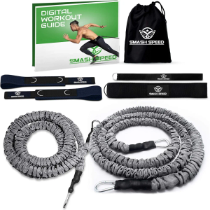 Smash Speed Set of 2 Strength 80 Lb Resistance Running Training Bungees Band (Waist) & Workout Guide- 4 & 8 Ft - 360° Agility, Fitness Fast-Twitch Athletes Gym Equipment, Track, Football, Basketball Smash Speed Set of 2 Strength 80 Lb Resistance Running Training Bungees Band (Waist) & Workout Guide- 4 & 8 Ft - 360° Agility, Fitness Fast-Twitch Athletes Gym Equipment, Track, Football, Basketball